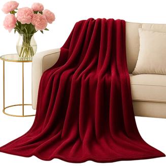 Bordowy Koc Z Mikrofibry 250x300 Solo XXL