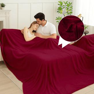 Bordowy Koc Z Mikrofibry 250x300 Solo XXL