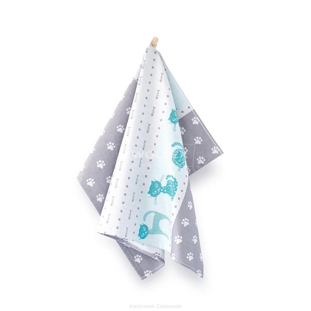 Ścierka kuchenna bawełna egipska 50x70 wzór Maru grafitowa