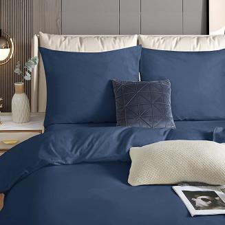 Pościel satyna bawełniana 220x200 SIN jednobarwna granatowa