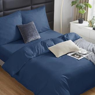 Pościel satyna bawełniana 220x200 SIN jednobarwna granatowa
