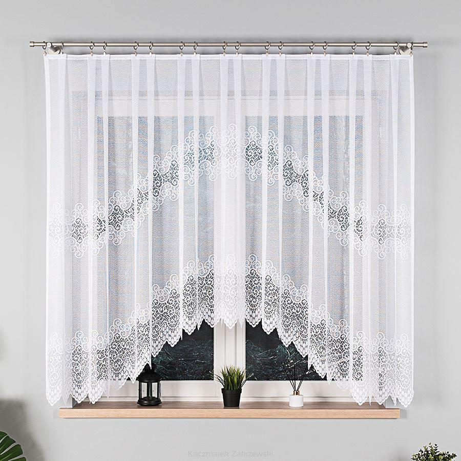 Firanka żakardowa gotowa na żabki VIOLETTA 300x160 biała