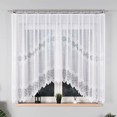 Firanka żakardowa gotowa na żabki VIOLETTA 300x160 biała