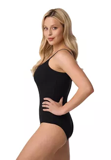 Body damskie z prążkowanej bawełny na ramięczkach TIA czarne