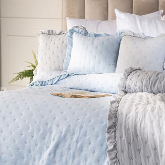 Narzuta dekoracyjna z falbaną WERONA 200x220 baby blue