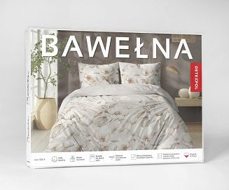 Pościel bawełniana 160x200 Detexpol beżowa w kwiaty piwonii