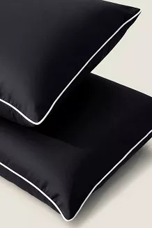 Poszewka bambusowa 40x60 czarna z białą bizą