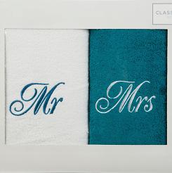 Komplet ręczników 2 szt. 70x140 Eurofirany biały/c.turkusowy