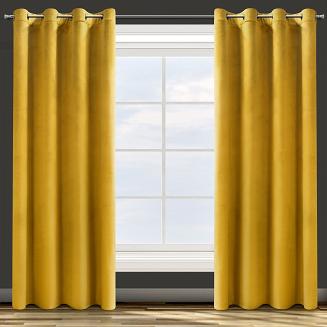Zasłona gotowa na przelotkach ROSA 140x250 Design91 musztardowy
