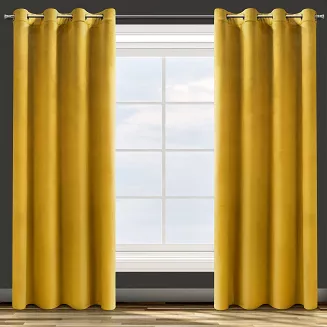 Zasłona gotowa na przelotkach ROSA 140x250 Design91 musztardowy