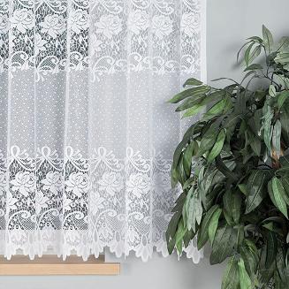 Firanka żakardowa gotowa na żabki DEMETRIA 400x160 biała