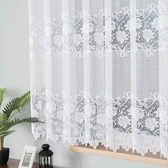 Firanka żakardowa gotowa na żabki DEMETRIA 400x160 biała