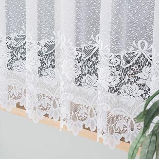 Firanka żakardowa gotowa na żabki DEMETRIA 400x160 biała