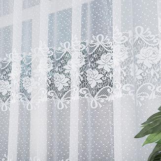 Firanka żakardowa gotowa na żabki DEMETRIA 400x160 biała