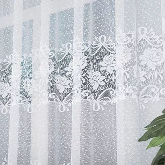 Firanka żakardowa gotowa na żabki DEMETRIA 400x160 biała