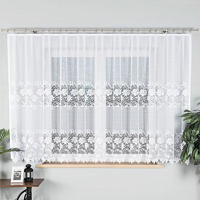 Firanka żakardowa gotowa na żabki DEMETRIA-1 400x160 biała