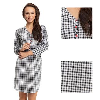 Koszula damska LUNA kod 130 biała czarna kratka