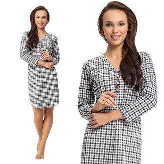 Koszula damska LUNA kod 130 biała czarna kratka