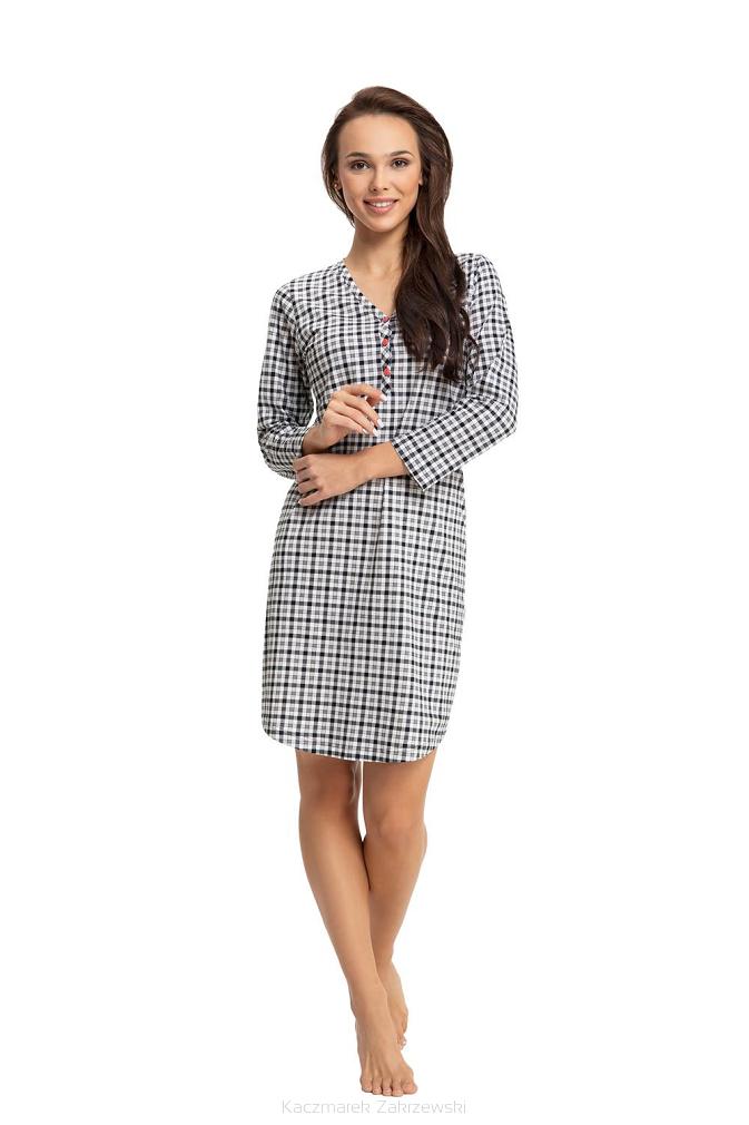 Koszula damska LUNA kod 130 biała czarna kratka