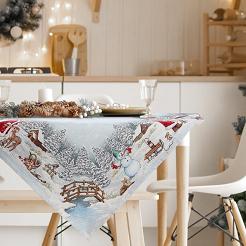 Obrus świąteczny gobelinowy 100x100 Eurofirany srebrny