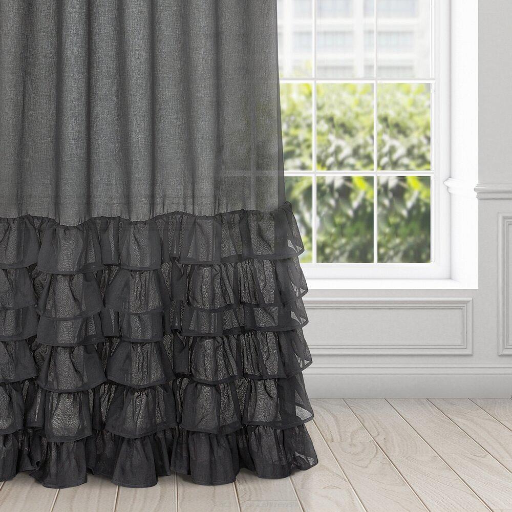 Firana gotowa na taśmie DOLLY 140x250 Eurofirany czarny