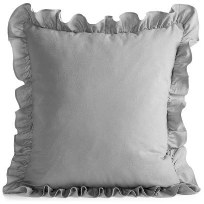 Poszewka dekoracyjna FALBANKA 45x45 Eurofirany srebrna obszyta falbaną