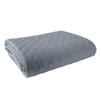 Narzuta dekoracyjna VELVI 170x210 pikowana w geometryczny wzór niebieska