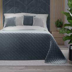 Narzuta dekoracyjna VELVI 170x210 pikowana w geometryczny wzór niebieska