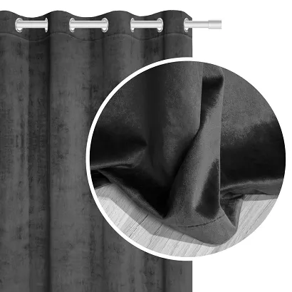 Zasłona gotowa na przelotkach VELVET SOFT 140x250 welurowa grafitowa