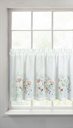 Firana gotowa zazdrostka SYLWIA 150x60 Eurofirany biała różowa polne kwiaty