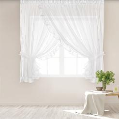 Firana gotowa na taśmie BRIGHT 400x150 biała z falbankami