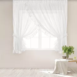Firana gotowa na taśmie BRIGHT 400x150 biała z falbankami