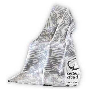 Koc bawełniano-akrylowy 150x200 szare zygzaki