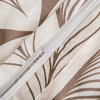 Pościel satyna bawełniana SATYNLOVE 140x200 biała w brązowe symetryczne liście