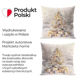 ZŁOTA CHOINKA Poszewka dekoracyjna VELVET, 40x40cm, kolor 001 biało-złoty PBN368/POP/001/040040/1