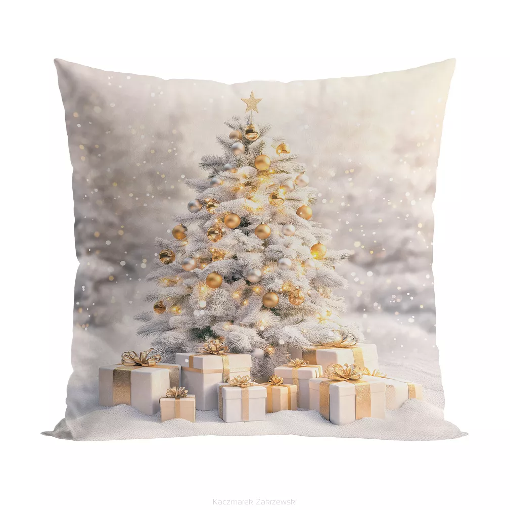 ZŁOTA CHOINKA Poszewka dekoracyjna VELVET, 40x40cm, kolor 001 biało-złoty PBN368/POP/001/040040/1