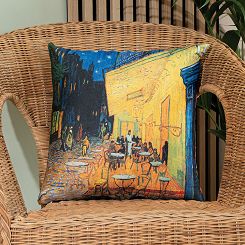 Poszewka dekoracyjna TARAS KAWIARNI W NOCY 40x40 welwetowa wielokolorowa