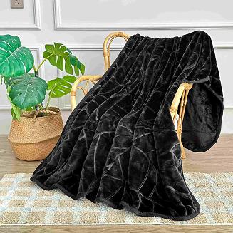 Koc akrylowy tłoczony LIV 160x200 gruby ciepły czarny