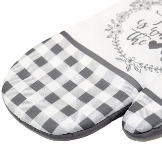 Rękawice kuchenne 18x27 z magnesem 2 szt. bialo-szara kratka vichy