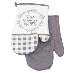Rękawice kuchenne 18x27 z magnesem 2 szt. bialo-szara kratka vichy