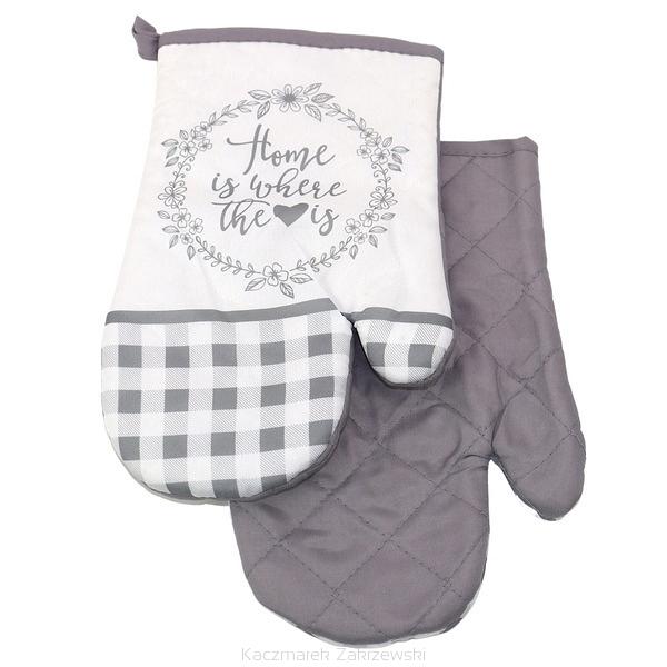 Rękawice kuchenne 18x27 z magnesem 2 szt. bialo-szara kratka vichy