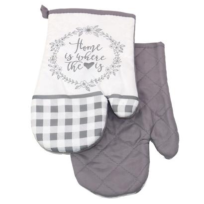 Rękawice kuchenne 18x27 z magnesem 2 szt. bialo-szara kratka vichy