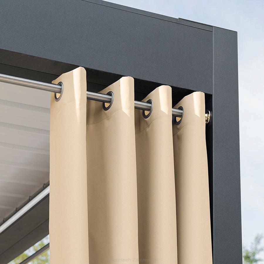 Zasłona gotowa na przelotkach GARDENIA 140x220 wodoodporna ogrodowa ciemnokremowa