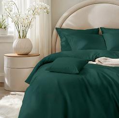 Butelkowa Zielona Pościel Jednobarwna Satyna Bawełniana 140x200