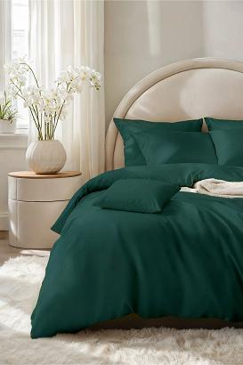 Pościel satyna bawełniana SIN 140x200 jednobarwna butelkowa zieleń