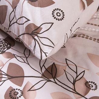 Pościel bawełniana COTTONLOVE 140x200 beżowa brązowa dekoracyjne kwiaty