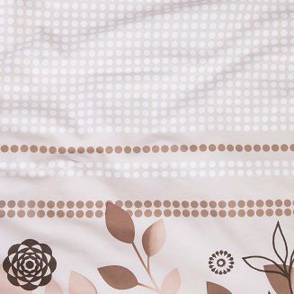 Pościel bawełniana COTTONLOVE 140x200 beżowa brązowa dekoracyjne kwiaty