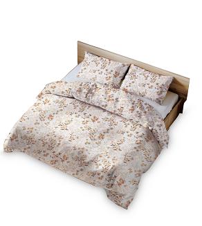Pościel z kory 220x200 śmietankowa beżowa miodowa kwiaty vintage