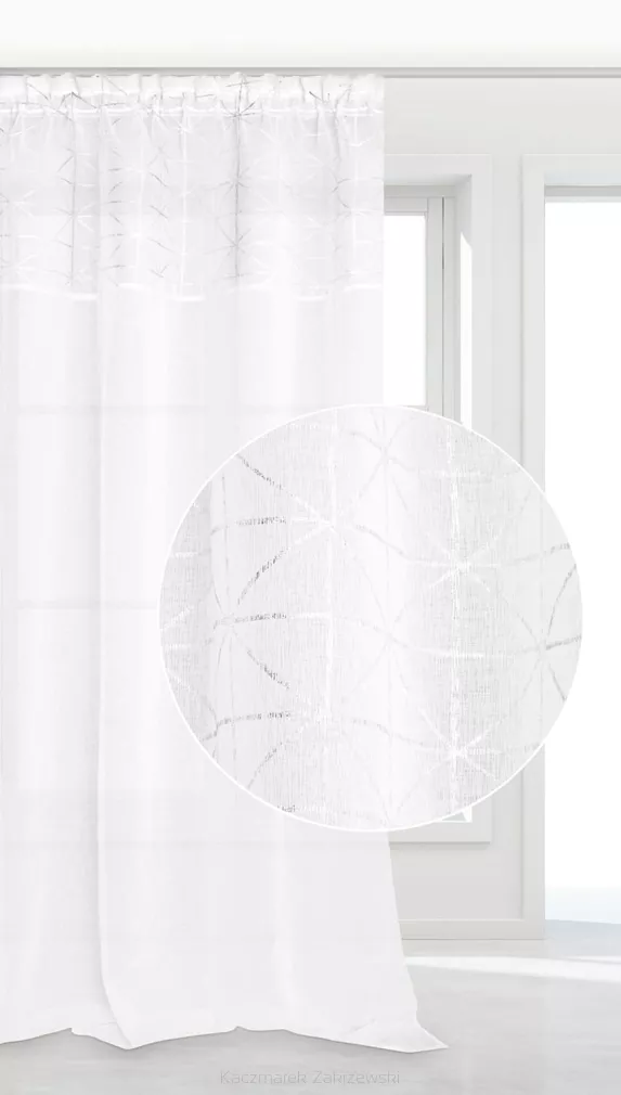 Firana gotowa na taśmie GLOSSY 140x270 welurowa półzaciemniająca biała