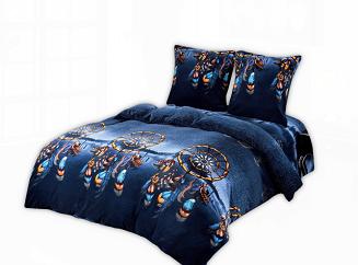 Pościel polarowa 160x200 welur granatowa łapacz snów